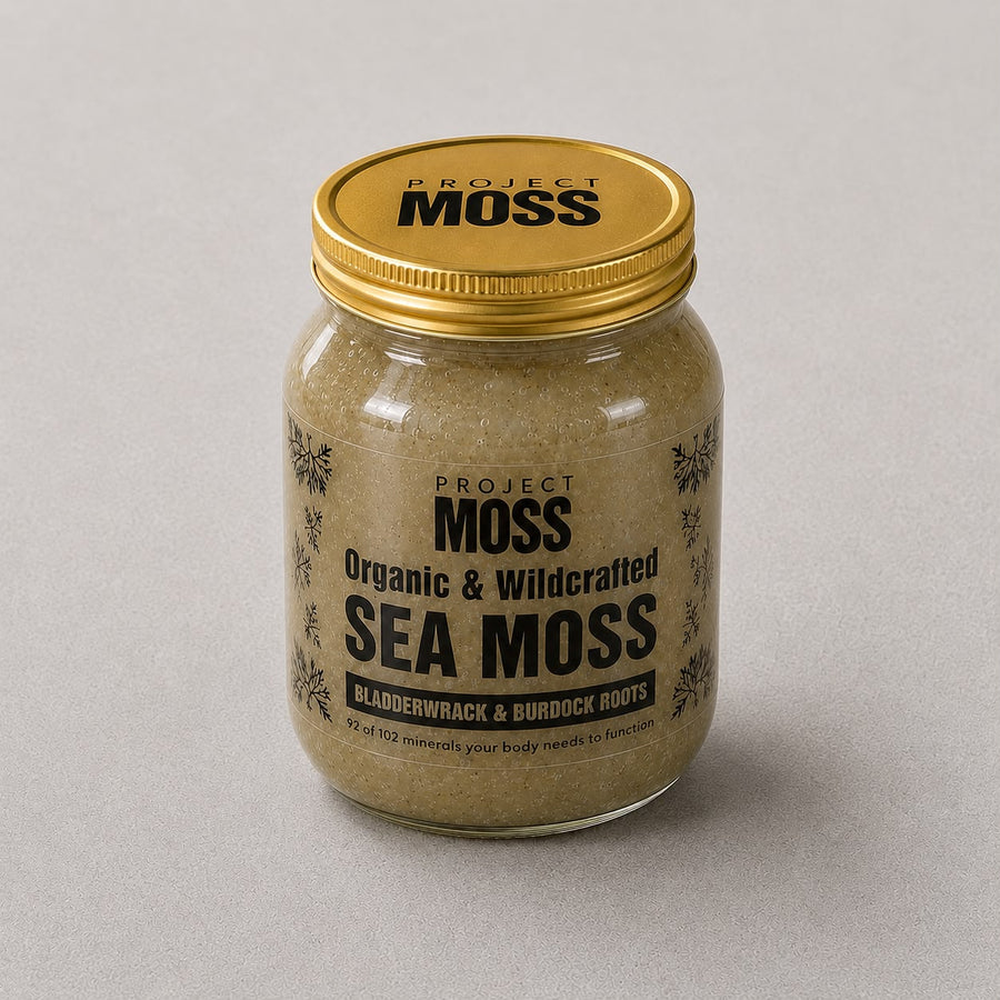 Project Moss Bladderwrack & Burdock Root Sea Moss Gel jar