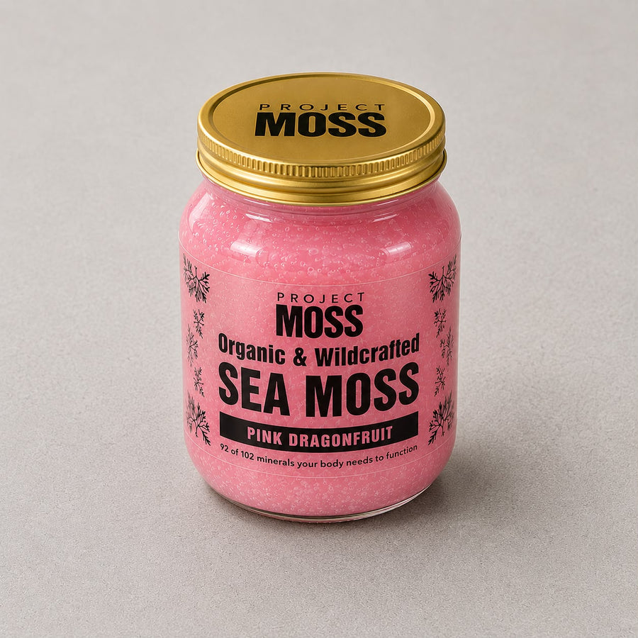 Project Moss Pink Dragonfruit Sea Moss Gel jar